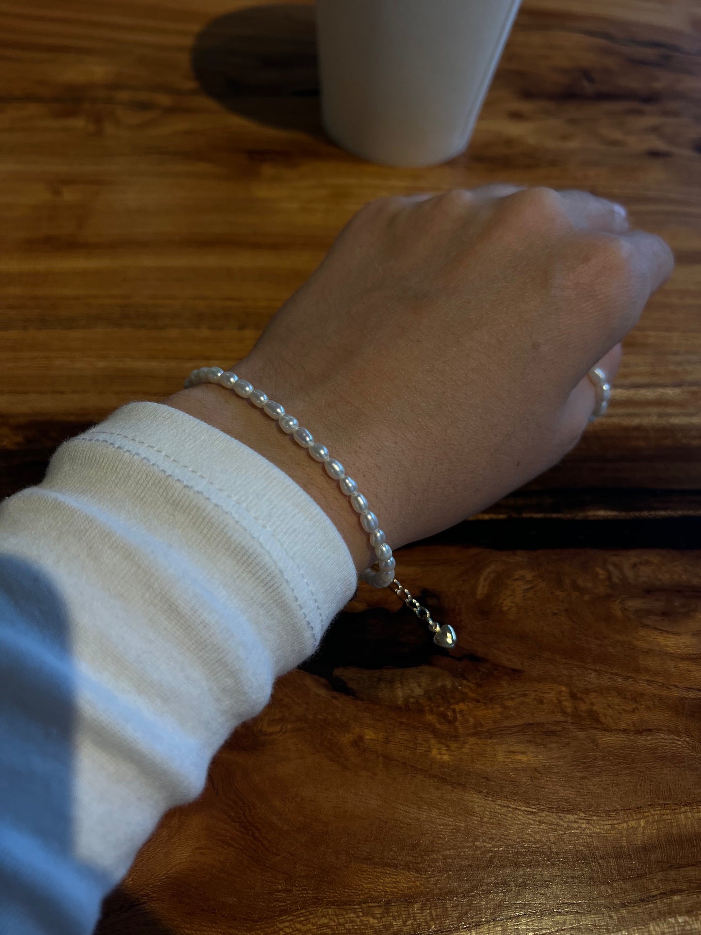 Pearl bracelet on hand classic. Gift for her
