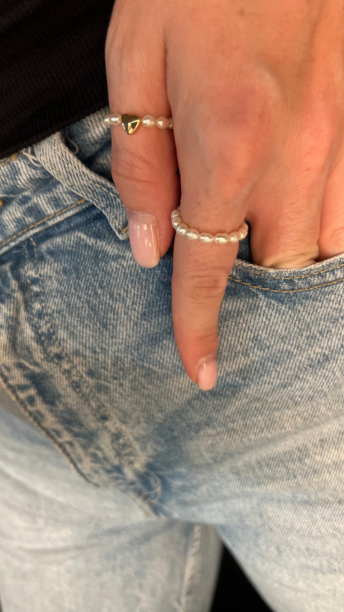 Set of pearl rings 2 pieces. Gift for her