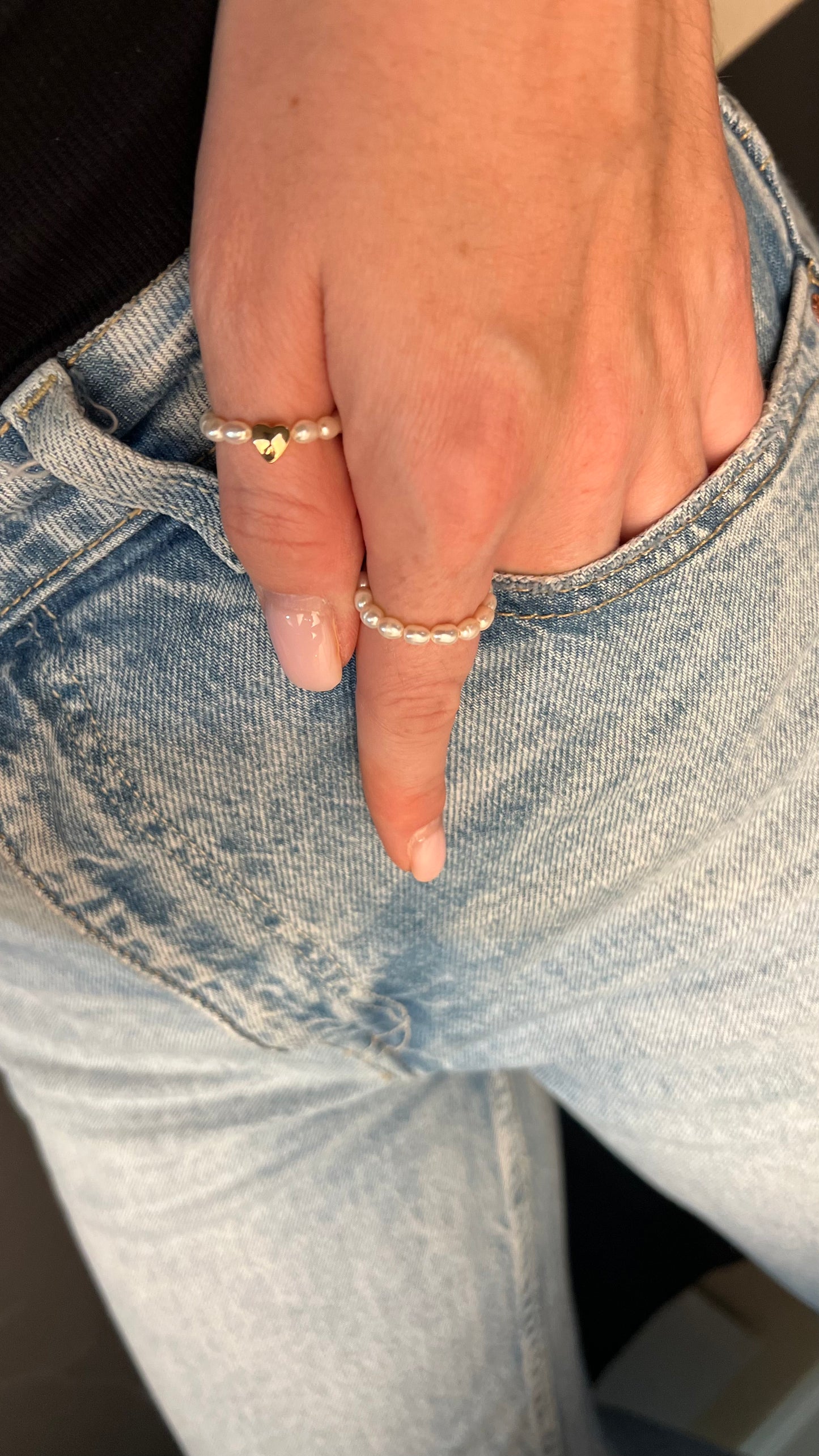 Set of pearl rings 2 pieces. Gift for her